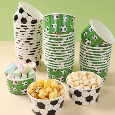 10 pièces Bols en papier crème de 8 oz thème football, bols en papier jetables, coupes à glace, convient pour les fournitures de fête de match de football, les faveurs de fête de football, les fournitures de soirée de jeux en famille, les fournitures de cuisine, les décorations de fête de la Coupe du monde, les décorations de fête d'anniversaire, les fournitures d'emballage alimentaire, étanche, décoration thème football, décoration de cuisine, cadeaux pour les fans de football