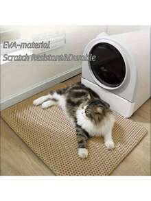 Large Double-Layer EVA Material Cat Litter Mat, Anti-Splash & Leak, Washable Litter Trapping Mat, Convenient Cleaning, Multiple Sizes Available, Pet Cat Litter Box Mat - Grey - View 10