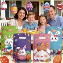 50个/套 卡通兔子复活节礼品袋，复活节彩蛋糖果零食包装袋，适用于各种场合，复活节、生日、新年礼物 - 彩色 - 查看 5