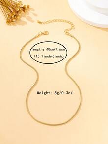 Women's Necklace, Fashionable Minimalist Plain Chain Necklace, Suitable For Daily Wear Or Layering With Other Necklaces - Gold - View 6
