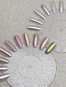 Set de 7 colores arcoíris Aurora (1g por color) - Polvo holográfico degradado para uñas de sirena - Multicolor - Ver 4