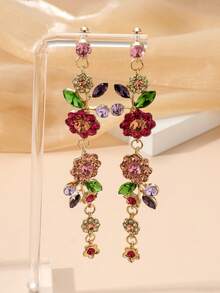 Pendientes colgantes con flor de strass, ideal para San Valentín, Mamá, Madre, Día de la Madre, regalo - Multicolor - Ver 7