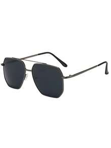 1 Stück Damen Retro Metall Doppelsteg Pilotenbrille Oversized Mode Brille, unisex Boho Urlaubs Mode Fahrbrille - Verschiedenfarbig - Übersicht 3