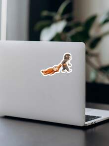 "Team Punch" Monkey Dragging Sticker - Funny Viral Punchi Monkey Meme Decal, Relatable "Let's Go" Sticker For Kindle & Laptop, Kawaii Playful Gift - Multicolor - View 7