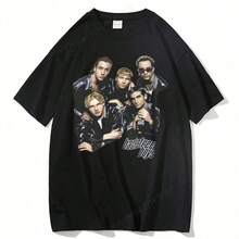 Backstreet Boyss T Shirt Vintage Gothic Rock Streetwear Pop Music Band Bsb Group T-Shirt O-Collar Oversized - 黑色 - 查看 6