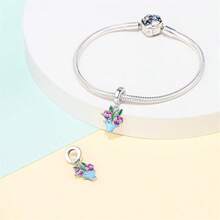 925纯银珐琅花卉吊坠 - 春季郁金香、铃兰、向日葵、玫瑰、樱花、蝴蝶串珠，适合DIY手链，女士原创首饰 - 彩色 - 查看 8