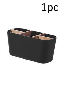 5-Slot Durable Black Plastic Toothbrush Holder With Divider, Free-Standing Bathroom Storage Organizer For Toothbrush, Toothpaste, Razor, Modern Stylish Countertop Decor, Bathroom/Living Room/Home Storage - Multicolor - View 14