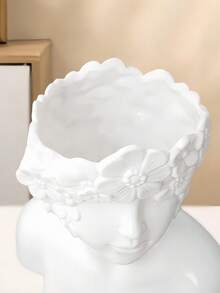 1pc Petal-Shaped Face Vase, A Creative Nordic-Style Cream-Inspired Vase Featuring A Human Face Design, Suitable For Home Living Room Table Decoration. - Multicolor - View 4