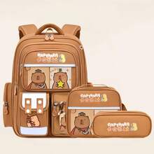 3pcs Fashion Capybara Themed Backpacks With Adjustable Shoulder Straps - Durable Nylon Material, Zipper Closure, Polyester Lining, Printed Design - Perfect Gift For Capybara Lovers, Travel Backpack, Shoulder Bag, Storage Bag, Handbag Gift, Back To School Essential - Rectangle - View 18