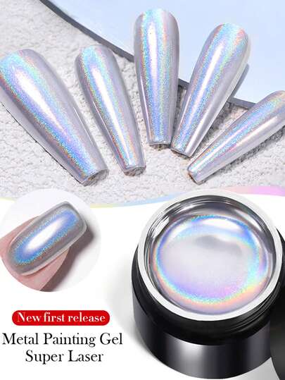  BORN PRETTY 5ml Metal Painting Gel Super Laser Slivery Soak Off UV LED Gel Nail Salon Manicure Use
