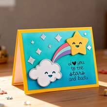 创意彩虹星形模具，DIY剪贴簿相册和压花模板，贺卡制作工具，卡片纸切割工艺品，礼品卡制作模板模切。 - 銀色 - 查看 10