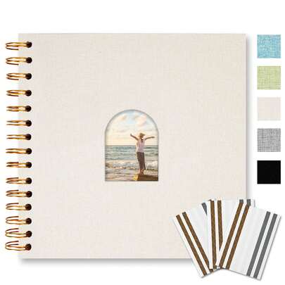 8" X 8" Handmade DIY Photo Album, 40 Pages/20 Sheets, Hard Cover Linen Paper Album, Suitable For Wedding, Anniversary, Family Use