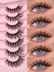 Pairs Brown Faux Mink Eyelashes, Transparent Stem, Fine & Thick Eye Makeup, Fluffy & Natural, Transparent Stem, 3D Curly, Full Strip Lashes, Eyelash Extensions, False Eyelashes, Lashes - Criss Cross Lashes 4 - View 3