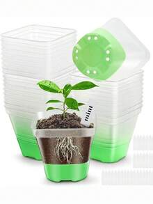 2pcs Reusable Silicone Seedling Pots, Square Planter Pots, Breathable, Root Control, Plant Nursery Cups - A - View 1