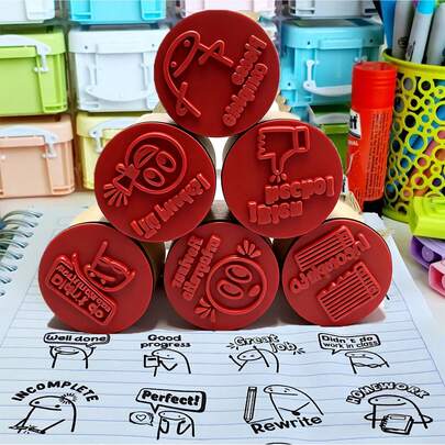 Sellos Docentes Kit 12, Escolares Didácticos Varios Modelos Sellos Didácticos Para Maestros Educativos King Stamp 12 En 1 Sellos Para Maestros Kit Escolar Incluye Cojin12pcs Sello Letrero De Padre