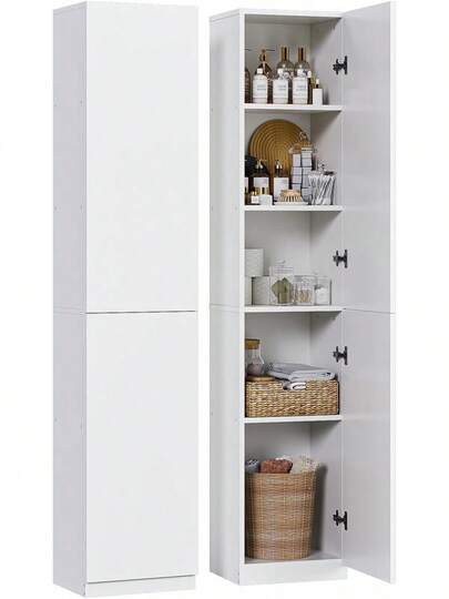 Librero,Estante Organizador,Alacenas Para Cocina,Mueble Organizador,Alacenas Para Despensa,Espacio de Almacenamiento Cinco Niveles Con Puerta de Vidrio,El Tamaño es 32*30*182CM(Blanco)