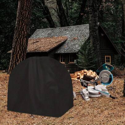 1个斜切锯防尘罩，便携式工作台罩，锯片防护罩，适用于大多数斜切锯，尺寸为28.3英寸长 x 24英寸宽 x 28.3英寸高 - 黑灰色，适合户外和庭院使用，四季皆宜，非常适合99个节日
