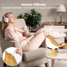 触控式木质小鸟夜灯，带香薰功能，USB充电式LED床头灯，适用于卧室、儿童房 - 多色光 - 查看 10