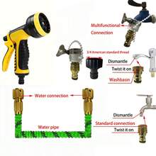 1卷装，高压伸缩式洗车软管，多功能花园灌溉软管，适用于庭院、草坪和花园，家用水管，可选长度：2.5米、5米、7.5米、10米、12.5米、15米 - A - 查看 8