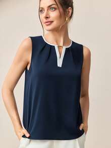 2025 New Elegant And Romantic Autumn/Winter Blouse, Versatile Urban Chic Style For Office Wear, Suitable For Wedding Guests, Parties, Concerts, Brunch, Airport, Everyday Fashion, Off-Shoulder Blouse In Burgundy And Black Color Block - 藏藍 - 查看 3