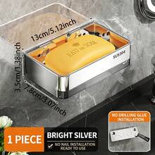 1pc Wall-Mounted Soap Dish, Detachable Drainage, High-End Bathroom Soap Holder, No Drilling Required - Soap Rack - View 6