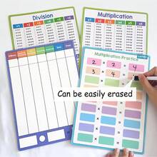Lachilly Pizarra blanca reutilizable de 8 x 11 pulgadas con tabla de multiplicación y división, de doble cara, ayuda didáctica de matemáticas para niños, estudiantes, maestros, aula, hogar, escuela, pizarra pequeña para el regazo, herramienta de aprendizaje de matemáticas, póster educativo de aprendizaje de juegos de cartas, material didáctico - Multicolor - Ver 5
