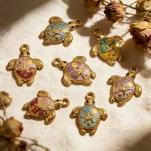 1件休闲款304不锈钢镀18K金白色和彩色海龟和蝠鲼海洋系列吊坠DIY项链和耳环手工饰品，适合女性海滩度假和日常佩戴 - 墜飾 - 查看 11