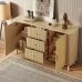This Modern Style Sideboard, Equipped With Drawers, Shelves And Wood-Effect Metal Legs, Is A Versatile And Essential Piece Of Living Room Furniture. - Camel - View 9