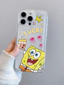 SpongeBob SquarePants 1pc Fashionable Creative Cartoon SpongeBob Jellyfish Star Pattern Perforated Airbag Shockproof Phone Case Compatible With Samsung/Compatible With IPhone 17/16/15/14/13/12/11 Pro Max/12 Pro/14 Plus And Other Models - Multicolor - View 3