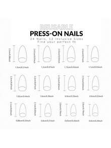 极简可爱钻石蝴蝶结3D法式美甲杏仁形24片中长人造指甲贴片套装，适合上班族、日常佩戴、约会、下午茶、外出等场合。 - 彩色 - 查看 7