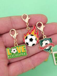 10个/套 2026新款足球主题金属钥匙扣，珐琅滴彩元素，足球图案，2026足球比赛球迷钥匙扣吊坠，精致男女时尚背包挂件，钥匙扣配件礼品 - 10pcs - 查看 3