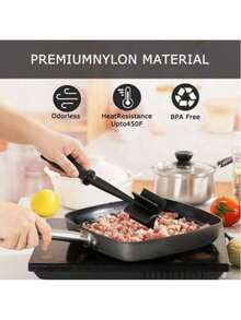 Multi-Functional Heat-Resistant Meat Masher, Nylon Meat Cutter, Hamburger Meat Mincer, Meat Grinder, Non-Stick Cookware - Multicolor - View 4