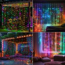 Luces de Cortina LED, 8 Modos de Iluminación, Con Control Remoto (Baterías No Incluidas). Luces de Decoración de Pared para Hogar, Dormitorio, Sala de Estar, Escenario - Alimentadas por USB, Decoración de Fondo para Fiesta de Cumpleaños, Apertura Escolar, Propuesta, Boda, Celebración, Luces de Hada, Decoración de Iluminación para Día de San Valentín, Halloween, Navidad, Luces de Hada de Cuento de Hadas, Luces de Cortina LED - Luces de cortina alimentadas por USB - Ver 11