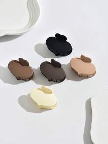 5个心形发夹，简约纯色，适合夏季发型设计，夏季发饰，沙滩发夹，度假发夹 - 奶咖色 - 查看 3