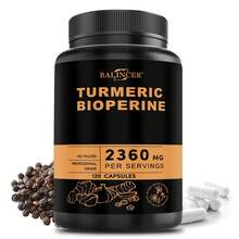 Cápsulas de cúrcuma, contienen pimienta negra y 95 % de curcumina, mantienen la salud de las articulaciones y promueven el bienestar general - 120 cápsulas - Ver 1