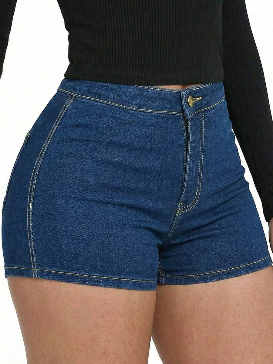 Women's Sexy Stretchy Denim Mini Shorts Casual Summer - Dark Wash - View 1