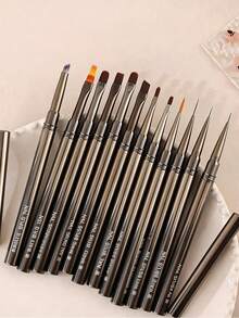 1 buah/12 buah Kuas Nail Art Liner Logam, Cocok untuk Garis Panjang, Detail Halus, Lukisan Lembut, dan Pewarnaan Lembut - MultiWarna - View 9