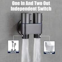 6pcs Premium Dual-Function High-Pressure Toilet Sprayer Set - Dual-Outlet Splitter + Quick-Release Wall Mount | Rotating Lock Bathroom Cleaning Accessories | Shower Pet Wash - Black Set Of 6 Pieces - View 4