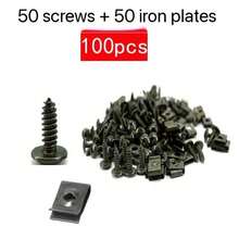 100 chiếc ốc vít tự ren hỗn hợp bằng kim loại, ốc vít, kẹp hình chữ U kèm ốc vít chống gỉ, kẹp, tấm sắt - Hình chữ U - Xem 14