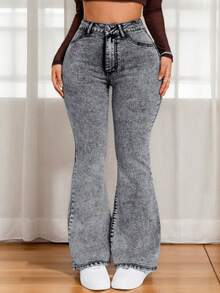 Pantalones vaqueros de mujer informales, ajustados y elásticos, pantalones acampanados negros, leggins acampanados, Jeans negros para mujer, leggins de mujer, pantalones, jeggings, pantalones para mujeres altas - Negro - Ver 3