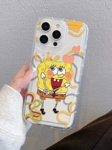 SpongeBob SquarePants 1pc Fashionable Creative Cartoon SpongeBob Full-Screen Heart Flower Angel Wings Pattern Shock-Proof Phone Case Compatible With Samsung/Compatible With IPhone 17/16/15/14/13/12/11 Pro Max/12 Pro/14 Plus And Other Models - Multicolor - View 7
