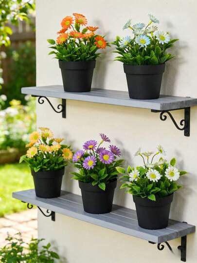 1 Pot 6.7inch(H) Artificial Daisy Flower Potted Plant, Plastic, Spring Home Garden Balcony Decor, Window Display, Wedding Birthday Party Decoration, Tabletop Ornament