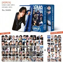 92PCS K-POP Stray/K!Ds <KARMA><Hollow> Album Themed Design Fan-Made LOMO Card And Sticker Set, Le E Know, Changbin, Fel!X, Seungm1n, I.N Popular K-POP Star Merchandise, Album Photocards, Ins-Style Collectible Cards, Essential Support Supplies For K-Pop Fans, Idol Same Style Photocards Compatible With Collect Binders.92pcs (60 Cards + 32 Small Stickers) - Blue - View 3