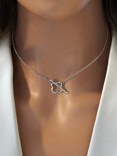 1件精美花卉项链，925纯银，优雅珠宝，女士礼物，适合日常佩戴，精致珠宝，送给她的礼物