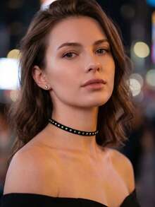 1件黑色短款颈链 - 黑色 - 查看 4