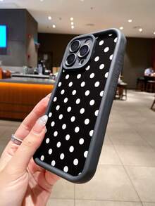 复古波点手机壳，兼容苹果17、Air Pro Max、16 Pro、15 Pro、14、13、12、11，哑光表面，独特创意设计，保护套 - 高竹復古黑點 - 查看 3