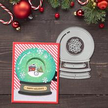 创意节日快乐水晶球模具，DIY剪贴簿相册和压花模板，贺卡制作工具，卡片纸切割工艺品，礼品卡制作模板模切。 - 銀色 - 查看 5