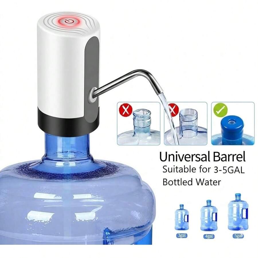 5 Gallon Water Bucket Electric Water Dispenser, Portable USB Rechargeable, Suitable For Home, Kitchen, Living Room, Office, Outdoor Camping, Compatible With 3-5 Gallon Water Buckets - Multicolor - View 1