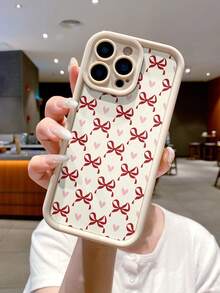 甜美奶白色红色蝴蝶结爱心保护壳，兼容 17 Air Pro Max、16 Pro Max，防摔，磨砂质感，兼容 15 Pro，少女风，兼容 14、13 - 高竹古董白 - 查看 7