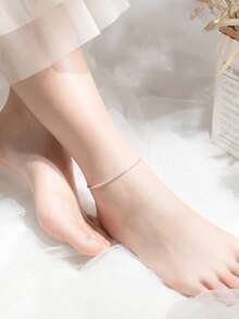 S925 Sterling Silver Chrysanthemum Chain Starry Anklet Bracelet Necklace Set, Romantic Luxury Sparkling Creative Jewelry, Fashionable Elegant Foot Ornament For Party, Gift, Daily Wear - Multicolor - View 7